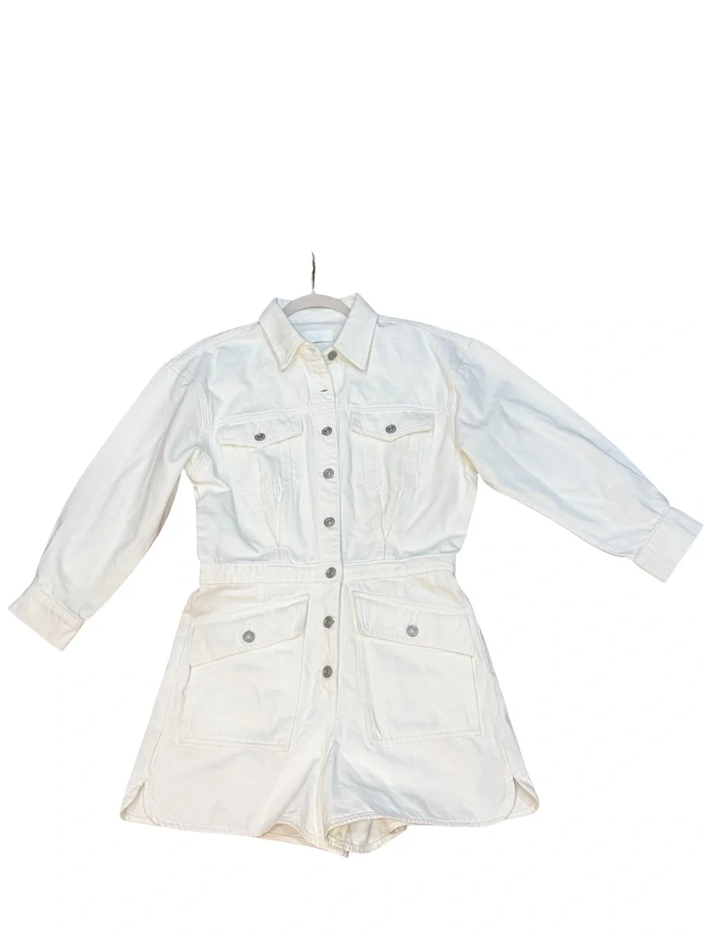 🤍 7 For All‎ Mankind Surplus White Romper Size Medium Utility Short Jumpsuit